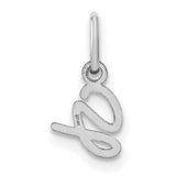 14k White Gold Initial G Pendant, Cursive Letter Charm, Polished Script Design