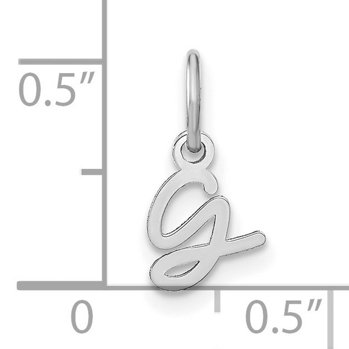 14k White Gold Initial G Pendant, Cursive Letter Charm, Polished Script Design