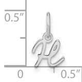 Upper case Letter H Initial Charm Pendant in Real 14k White Gold
