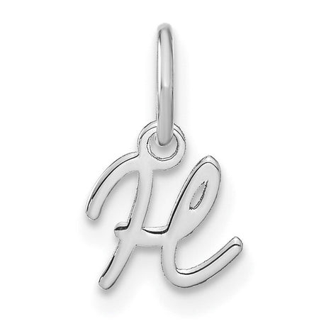 Upper case Letter H Initial Charm Pendant in Real 14k White Gold