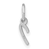 Upper case Letter I Initial Charm Pendant in Real 14k White Gold