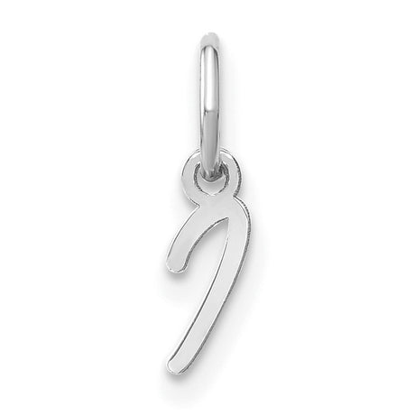Upper case Letter I Initial Charm Pendant in Real 14k White Gold