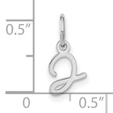 14k White Gold Script Initial J Pendant Charm, Polished Cursive Letter Jewelry for Women
