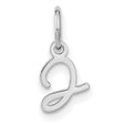 14k White Gold Script Initial J Pendant Charm, Polished Cursive Letter Jewelry for Women