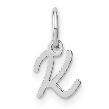 Upper case Letter K Initial Charm Pendant in Real 14k White Gold
