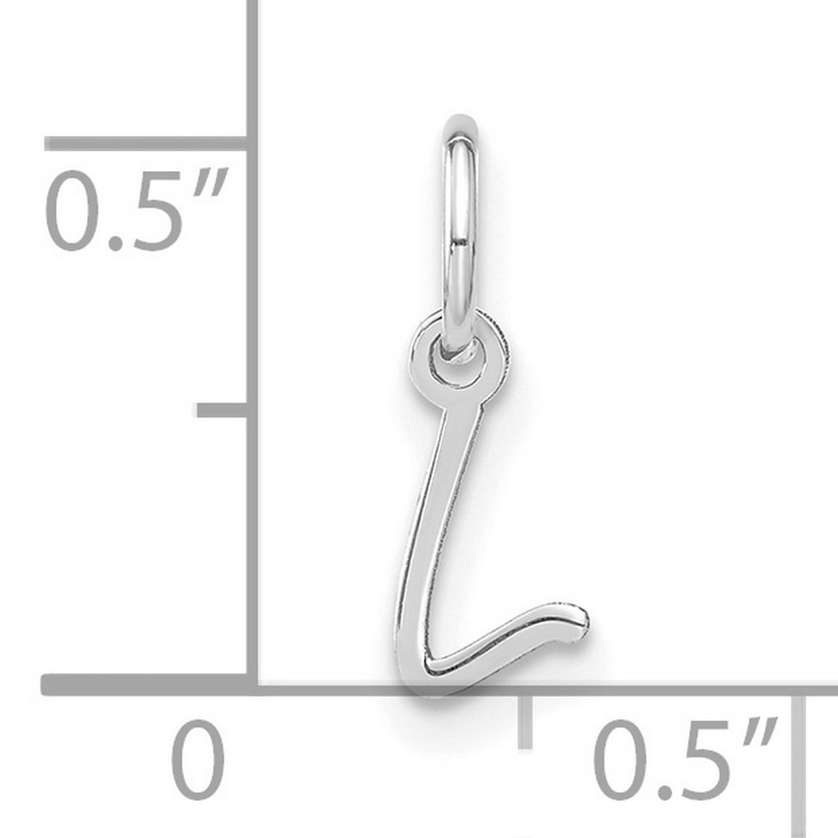 Upper case Letter L Initial Charm Pendant in Real 14k White Gold