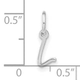 Upper case Letter L Initial Charm Pendant in Real 14k White Gold
