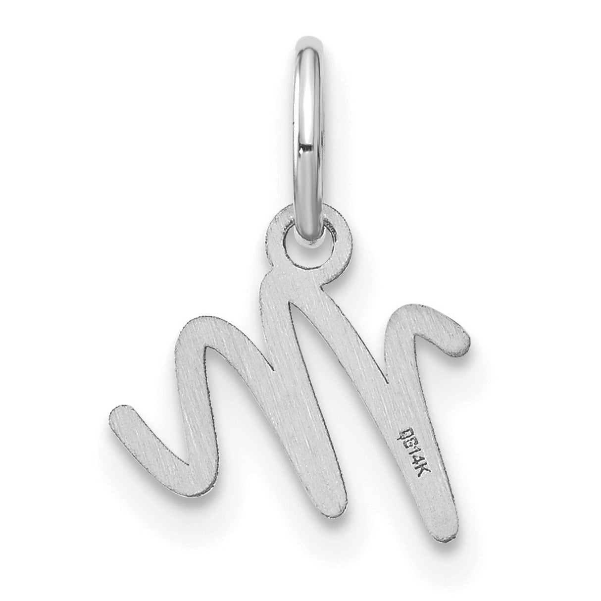 Upper case Letter M Initial Charm Pendant in Real 14k White Gold