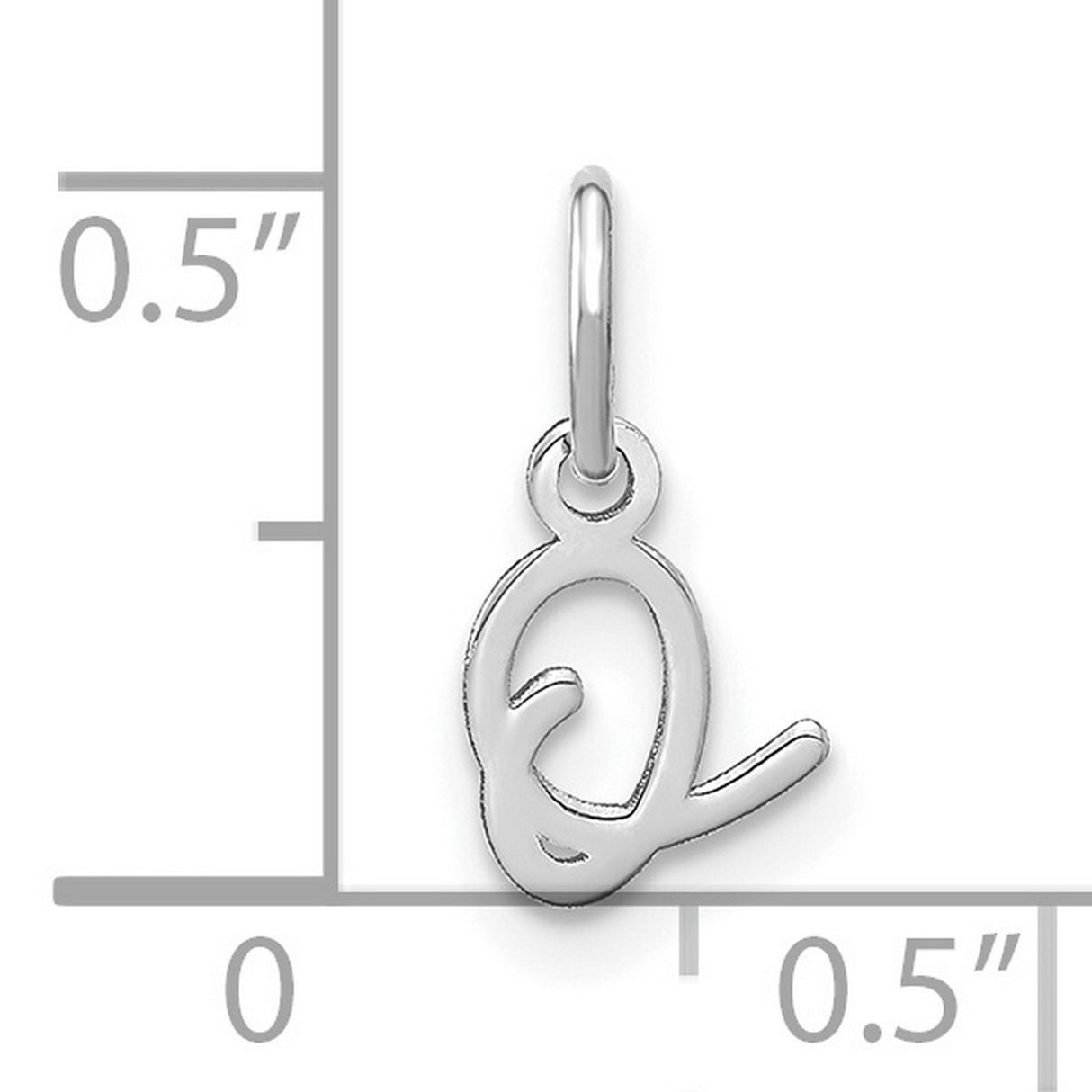 Upper case Letter O Initial Charm Pendant in Real 14k White Gold