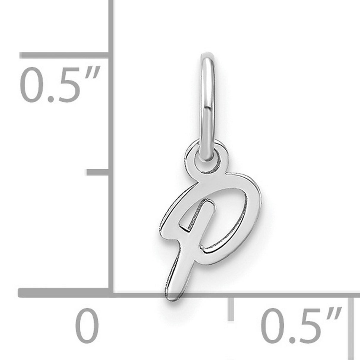 Upper case Letter P Initial Charm Pendant in Real 14k White Gold