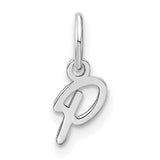 Upper case Letter P Initial Charm Pendant in Real 14k White Gold