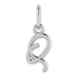 Upper case Letter Q Initial Charm Pendant in Real 14k White Gold