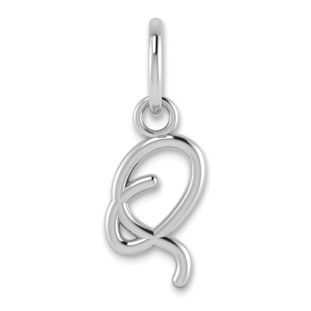 Upper case Letter Q Initial Charm Pendant in Real 14k White Gold