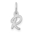 Upper case Letter R Initial Charm Pendant in Real 14k White Gold