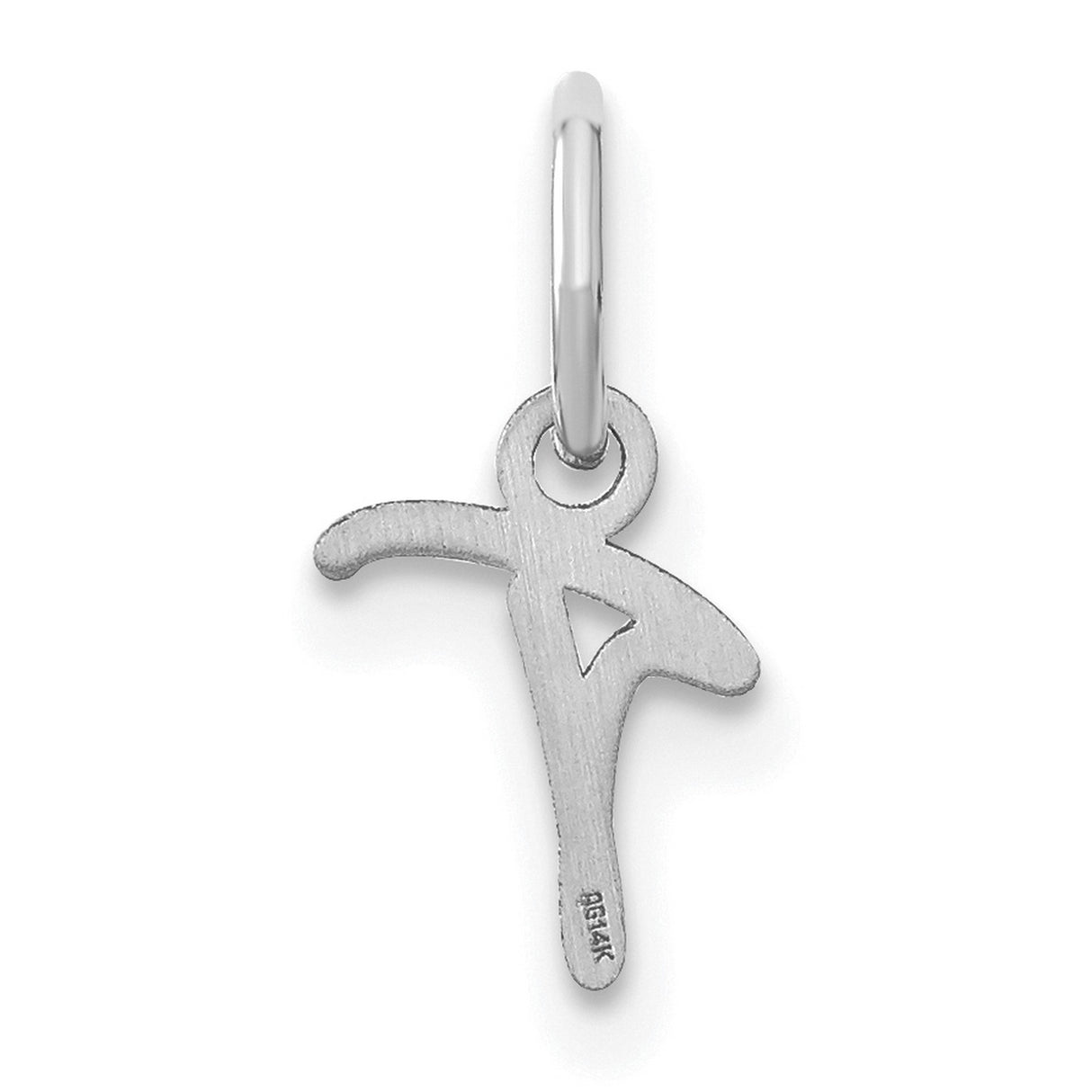 Upper case Letter T Initial Charm Pendant in Real 14k White Gold