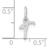 Upper case Letter T Initial Charm Pendant in Real 14k White Gold