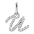 Upper case Letter U Initial Charm Pendant in Real 14k White Gold
