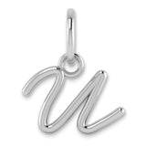 Upper case Letter U Initial Charm Pendant in Real 14k White Gold