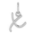 Upper case Letter X Initial Charm Pendant in Real 14k White Gold