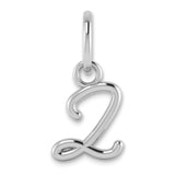 Upper case Letter Z Initial Charm Pendant in Real 14k White Gold