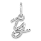 Upper case Letter Y Initial Charm Pendant in Real 14k White Gold