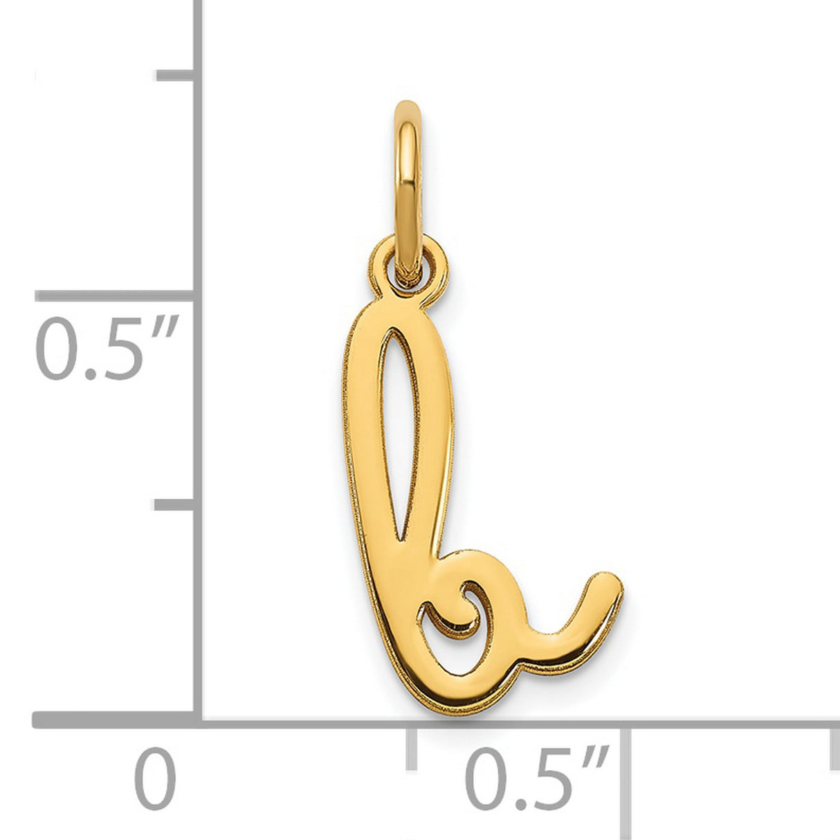 14k Yellow Gold Script Letter L Pendant, Polished Cursive Initial Charm for Women