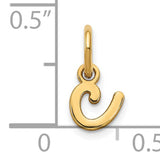 14k Yellow Gold Script Initial E Pendant, Cursive Letter Charm for Necklace or Bracelet