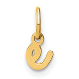 Lower case Letter E Initial Charm Pendant in Real 14k Yellow Gold