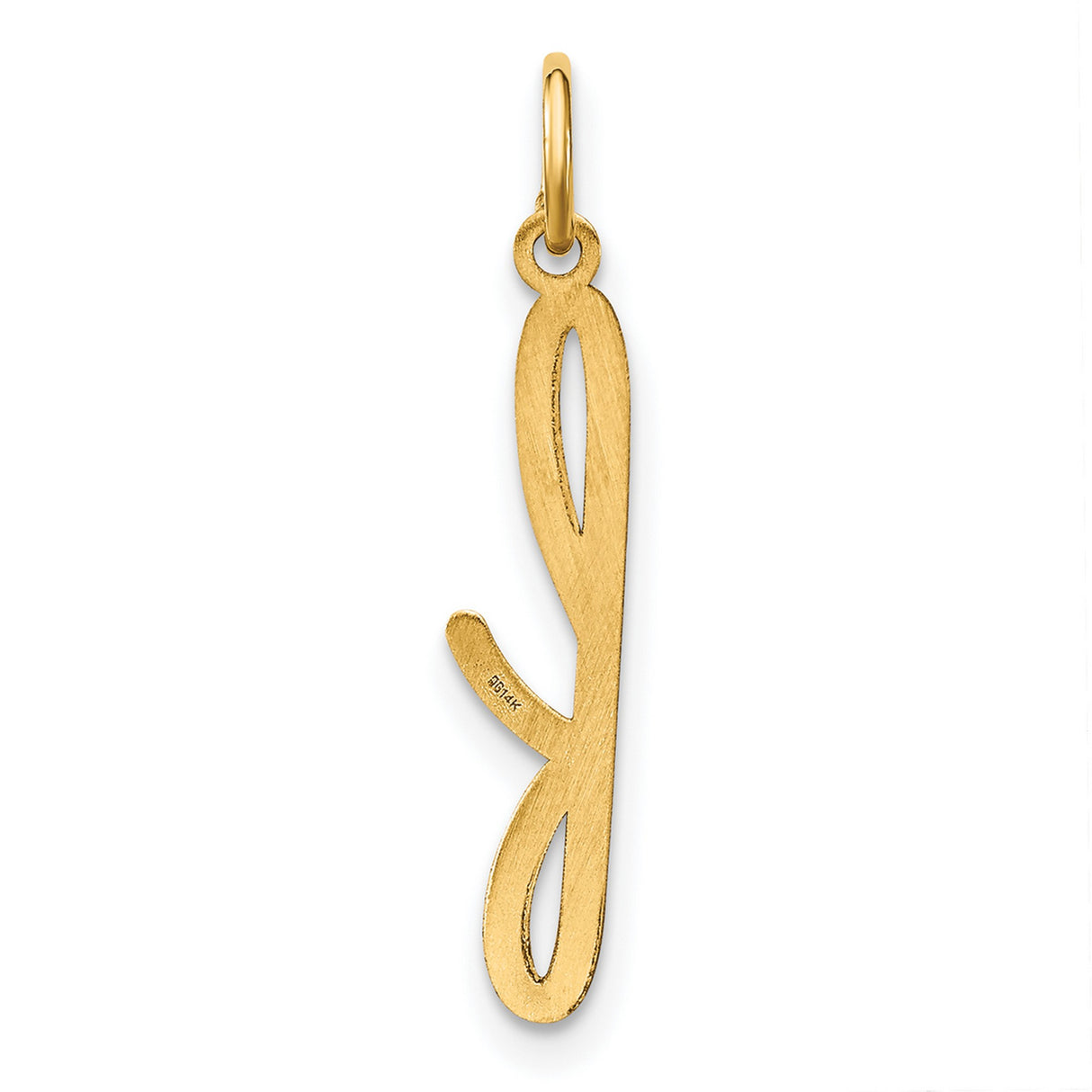 14k Yellow Gold Script Letter K Pendant Charm, Modern Cursive Alphabet Design