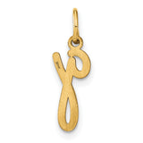 14k Yellow Gold Letter G Pendant Charm, Polished Lowercase Script Initial for Women and Unisex Wear