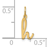 14k Yellow Gold Initial H Pendant Charm, Cursive Script Letter Jewelry for Women or Unisex