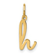 14k Yellow Gold Initial H Pendant Charm, Cursive Script Letter Jewelry for Women or Unisex