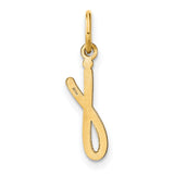 14k Yellow Gold Pendant Charm with Script Letter J Design, Polished Initial Jewelry for Women