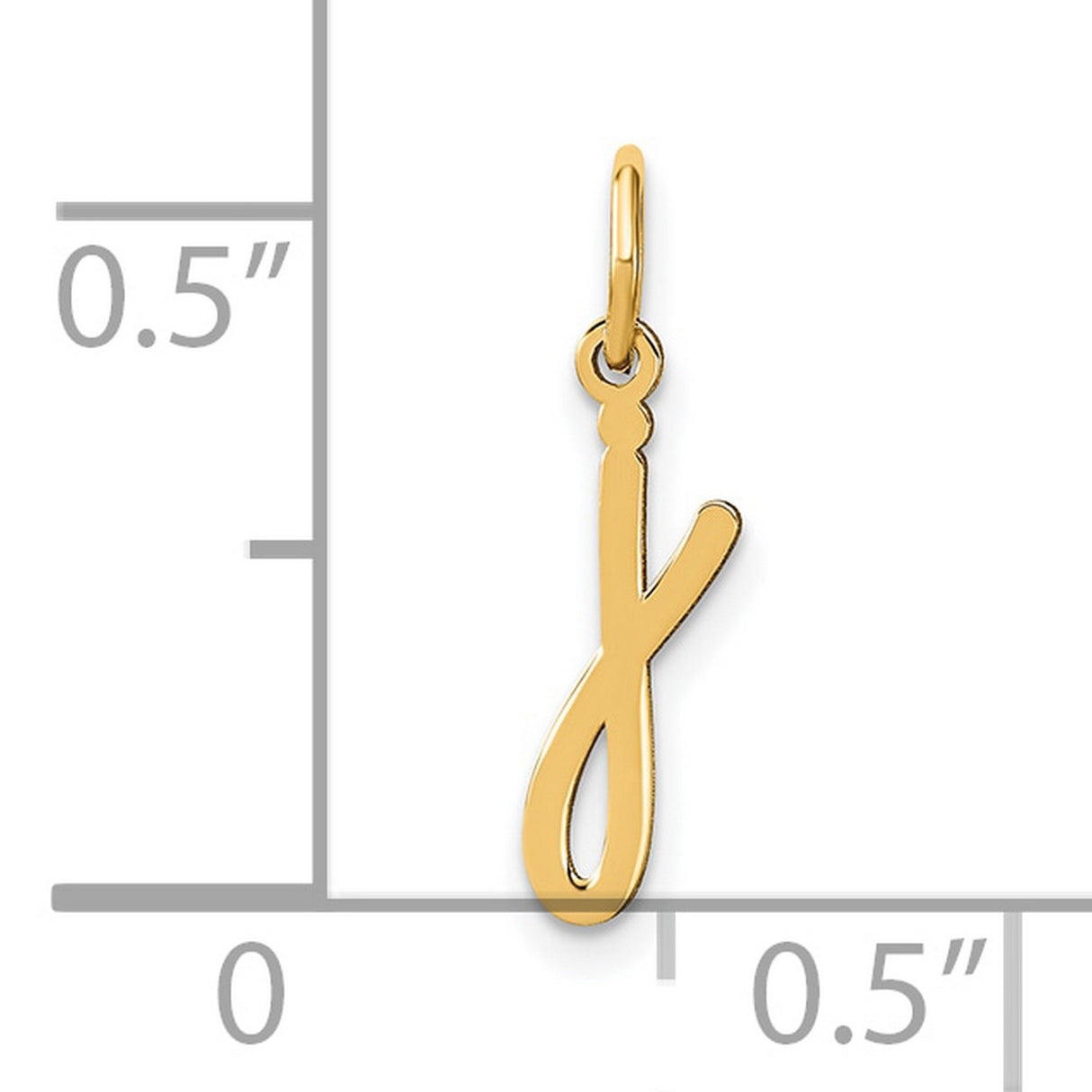 14k Yellow Gold Pendant Charm with Script Letter J Design, Polished Initial Jewelry for Women