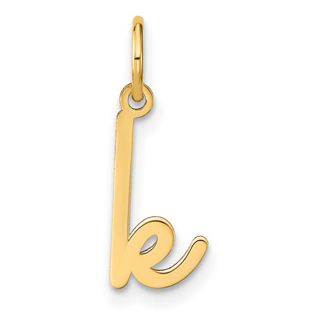14k Yellow Gold Letter K Pendant Charm, Script Alphabet Monogram Jewelry for Women