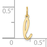 14k Yellow Gold Script Letter L Pendant Charm, Cursive Initial Monogram Jewelry for Women