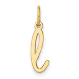14k Yellow Gold Script Letter L Pendant Charm, Cursive Initial Monogram Jewelry for Women