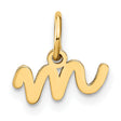 Lower case Letter M Initial Charm Pendant in Real 14k Yellow Gold