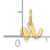 14k Yellow Gold Script Letter N Pendant, Cursive Initial Charm for Women