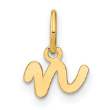 14k Yellow Gold Script Letter N Pendant, Cursive Initial Charm for Women
