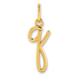Lower case Letter Q Initial Charm Pendant in Real 14k Yellow Gold