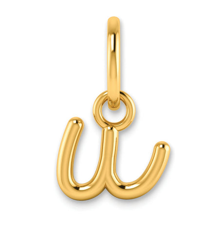 Lower case Letter U Initial Charm Pendant in Real 14k Yellow Gold