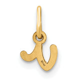 14k Yellow Gold Script Letter J Pendant Charm, Polished Alphabet Initial Jewelry for Women