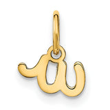 14k Yellow Gold Lowercase Script W Pendant, Dainty Initial Charm, Minimalist Monogram Jewelry
