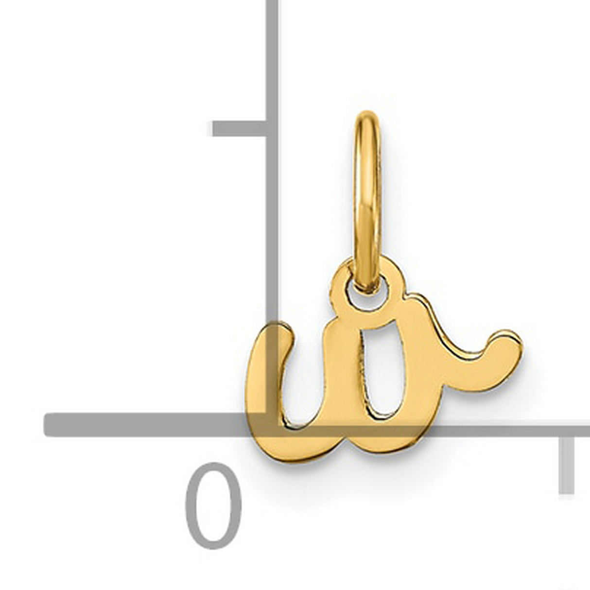 14k Yellow Gold Lowercase Script W Pendant, Dainty Initial Charm, Minimalist Monogram Jewelry