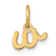 14k Yellow Gold Lowercase Script W Pendant, Dainty Initial Charm, Minimalist Monogram Jewelry
