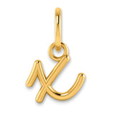 Lower case Letter X Initial Charm Pendant in Real 14k Yellow Gold