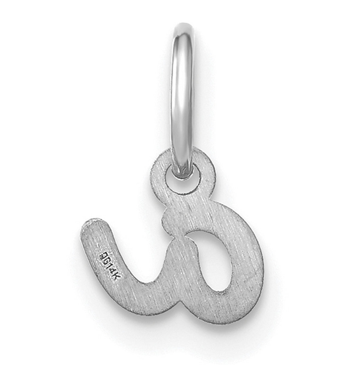 14k White Gold Greek Lowercase Omega Letter Charm Pendant, Polished Symbol of Eternity