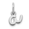 14k White Gold Greek Lowercase Omega Letter Charm Pendant, Polished Symbol of Eternity