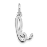 14k White Gold Letter L Pendant Charm, Script Initial Design for Women